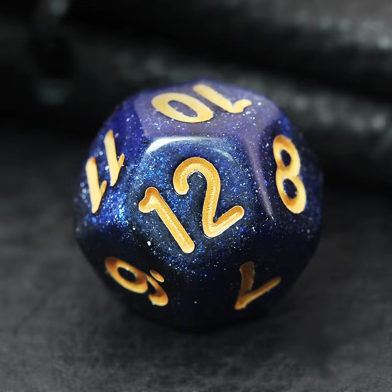 Elevate Your Gaming Experience with the 7-Piece Black and Blue Starry Sky D&D Dice Set - Perfect for Dungeons & Dragons and RPGs!