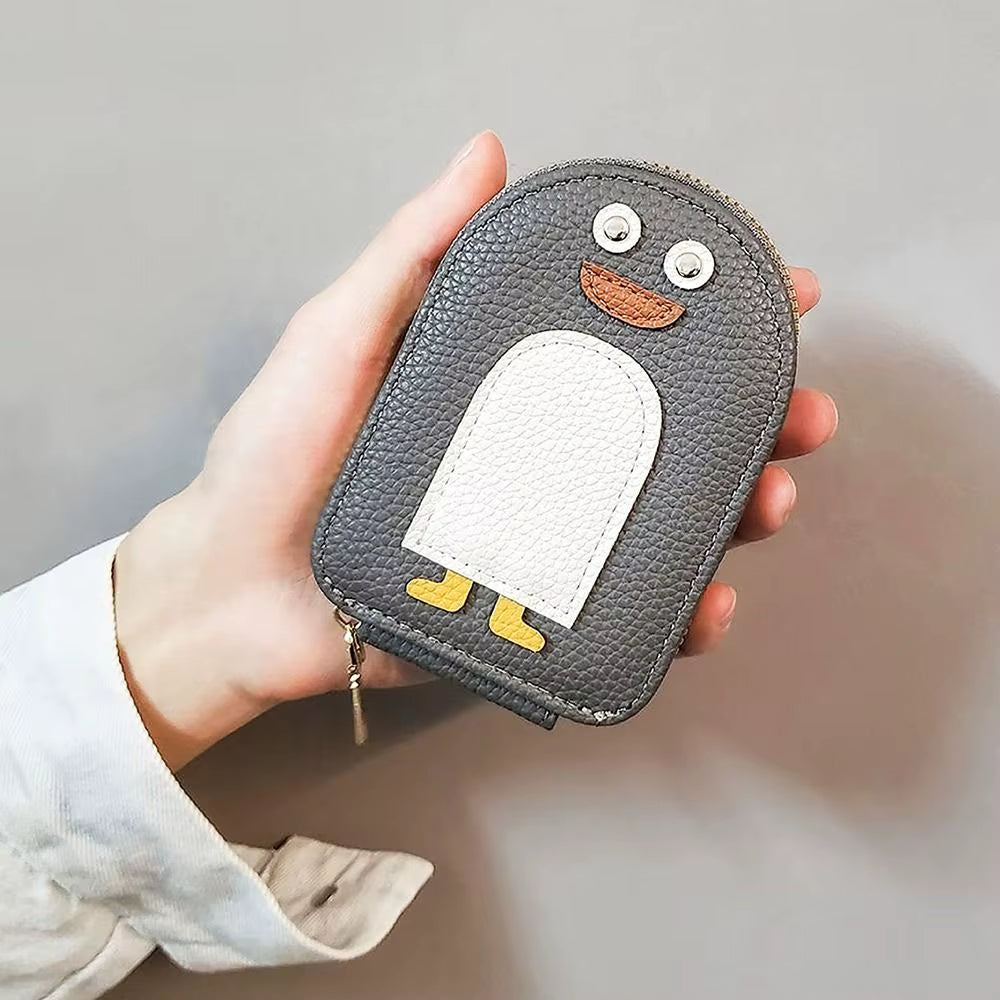 Cute Cartoon Penguin Credit Card Holder Organ Style PU Coin Purse Multi-Card Business Card Holder