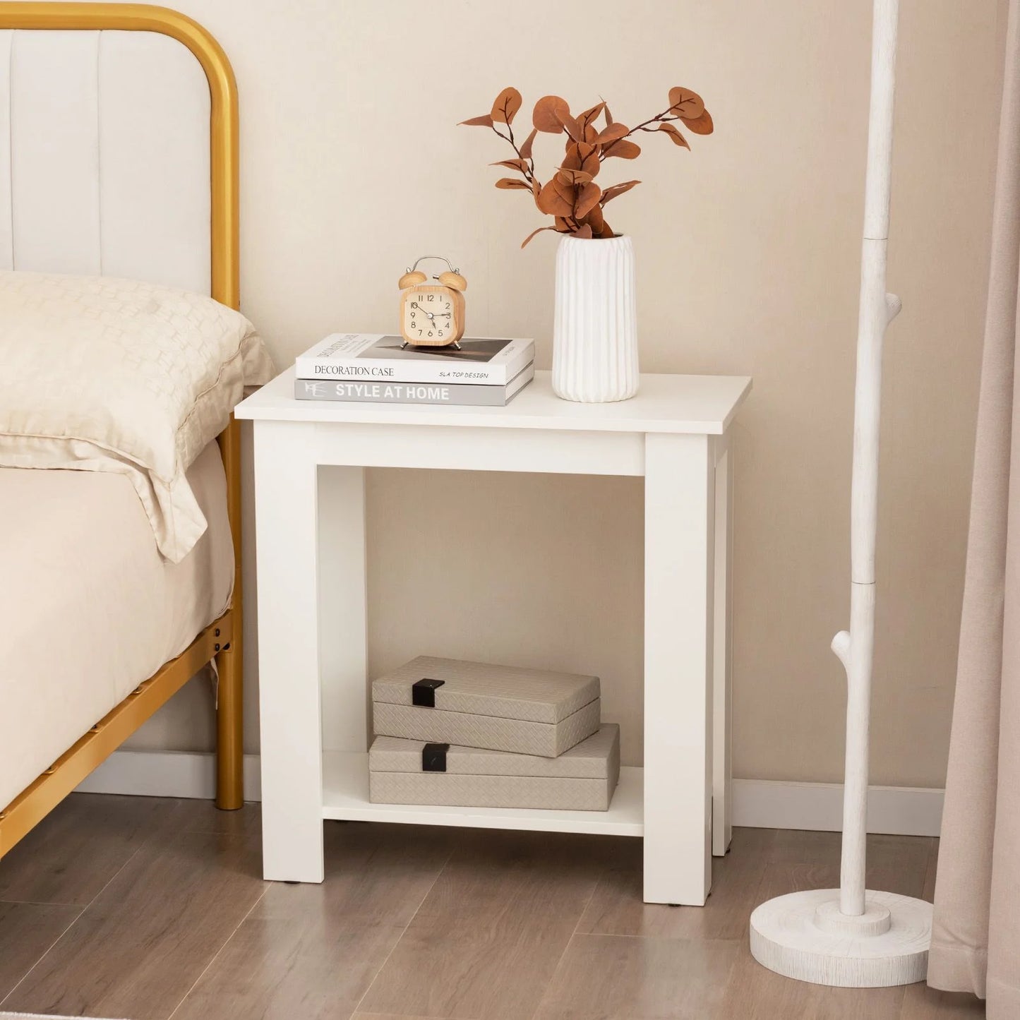 Stylish 2-Tier End Table with Storage Shelf for Small Spaces