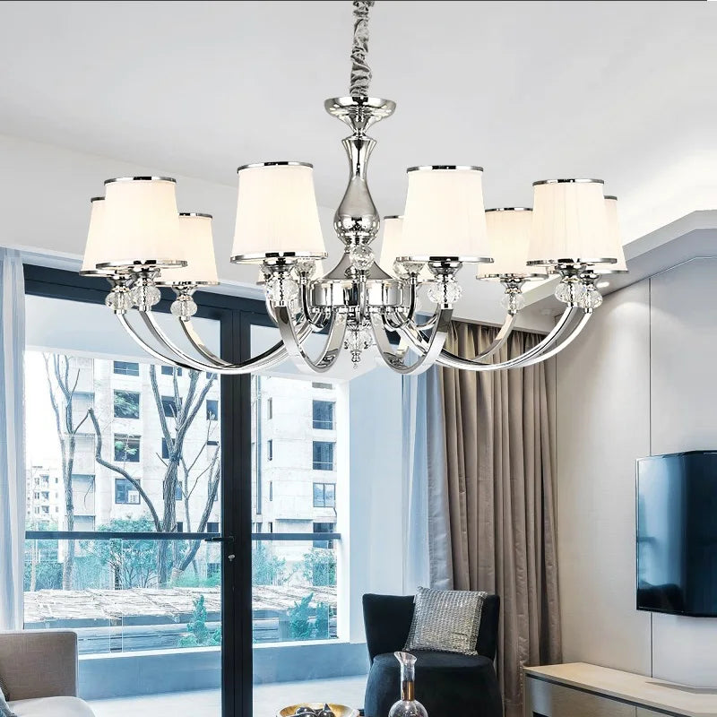 Elegant Chrome Modern Chandelier - Crystal LED Lighting Fixture for Living Room & Bedroom