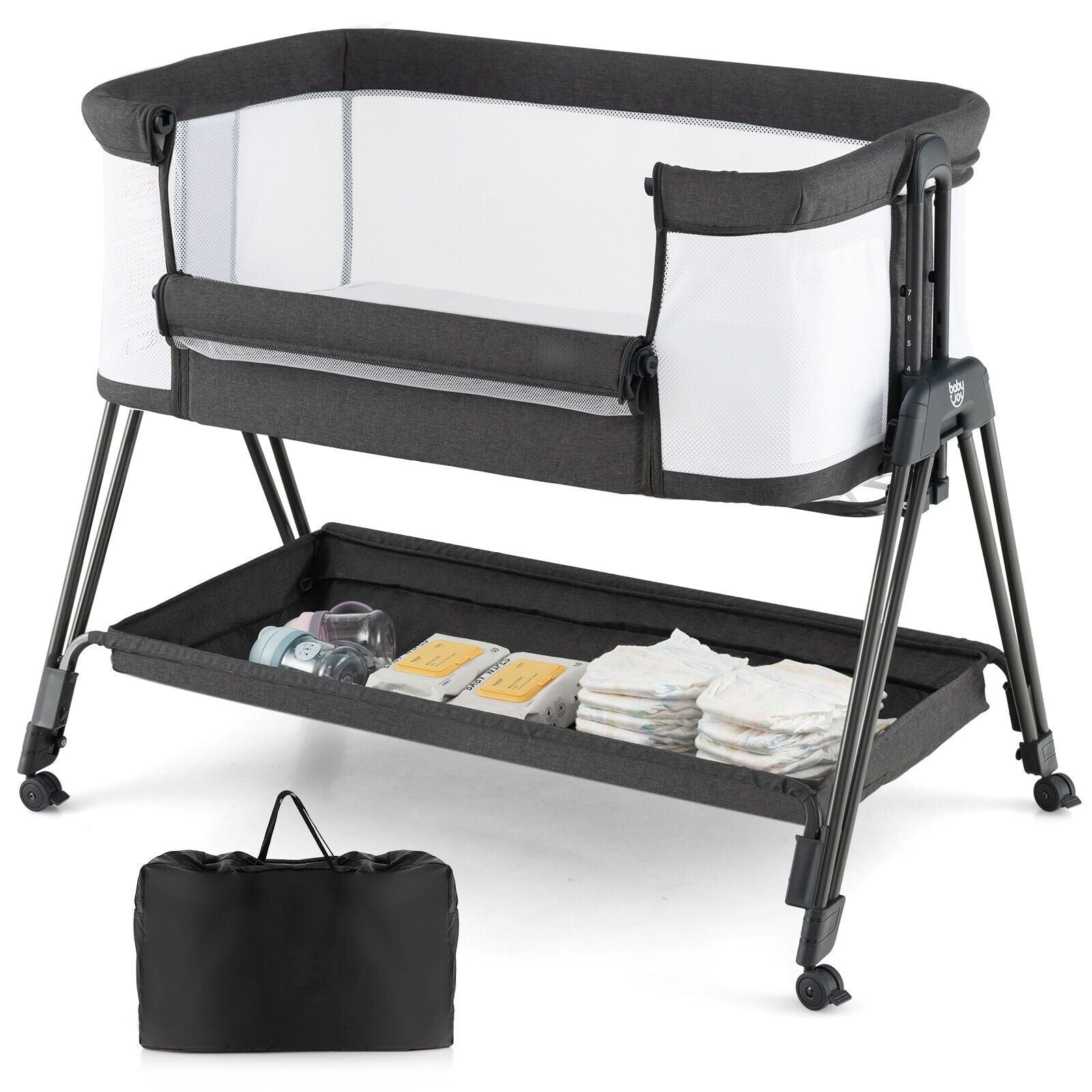 Infant Bedside Crib with Mattress for Newborns up to 9kg
