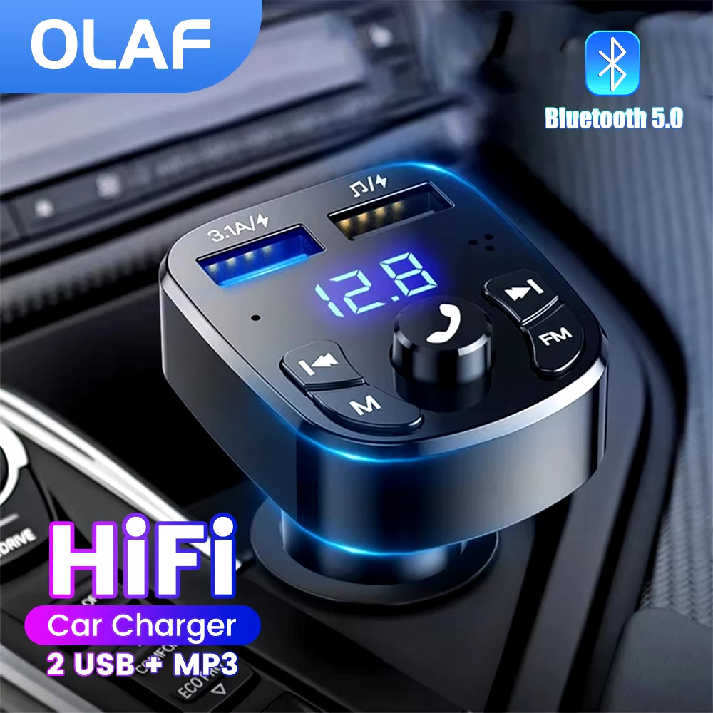 Revolutionary Car Bluetooth 5.0 FM Transmitter & Dual USB Fast Charger - MP3 Receiver with 3.1A Charging Power!