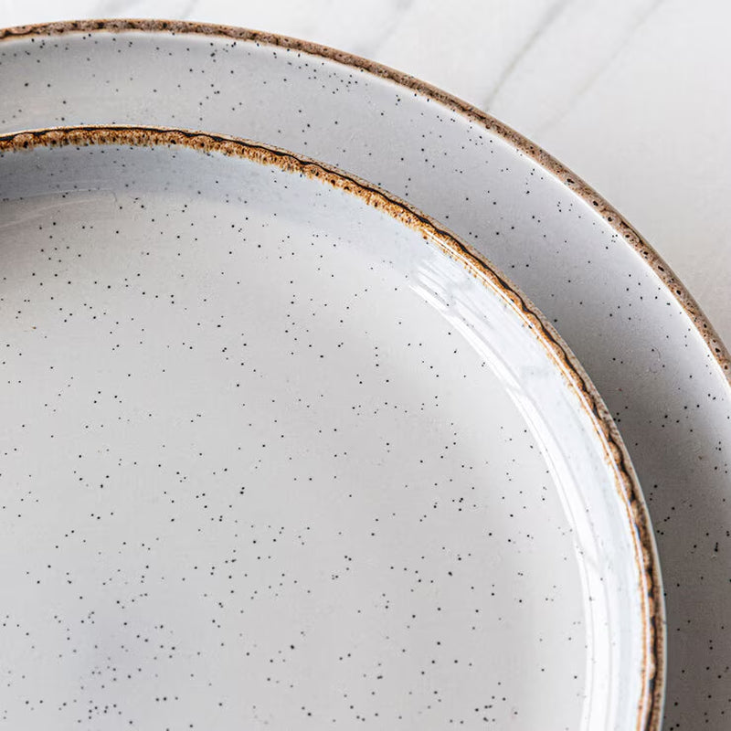 Over & Back Stoneware Dinnerware Set, 16 Piece in Light Grey