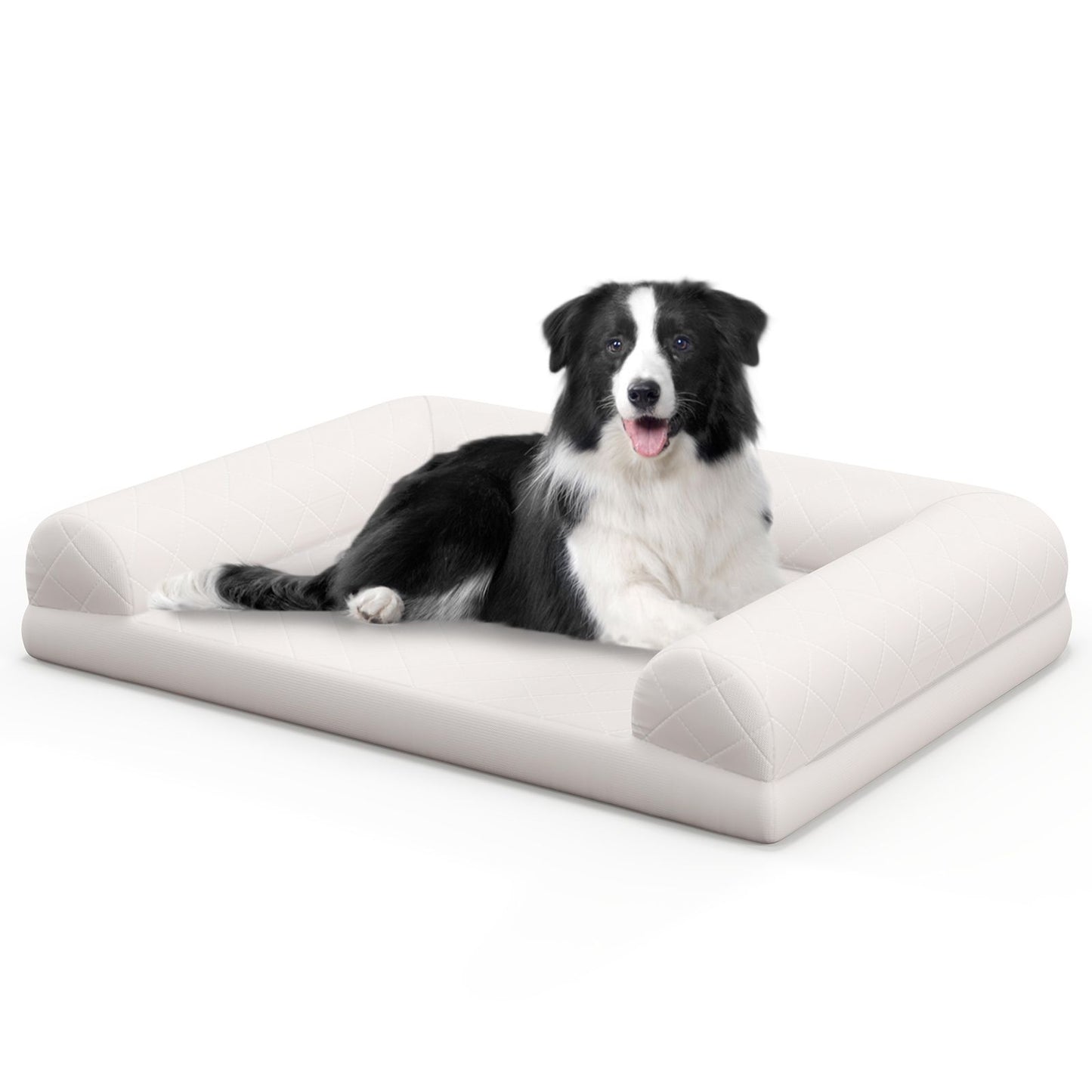 Orthopedic Egg-Foam Dog Crate Bed with Three-Sided Bolster Support