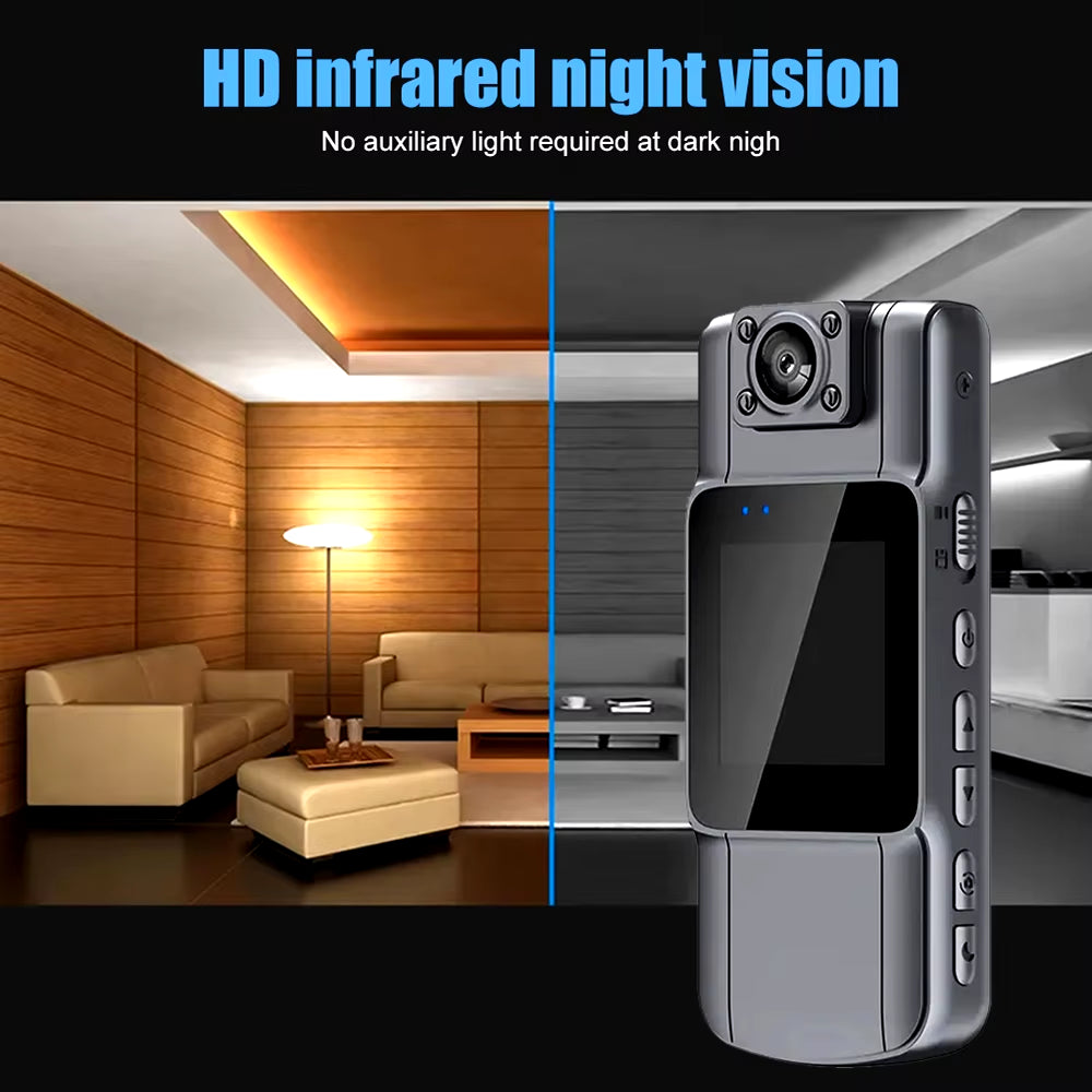 Ultra HD 4K Mini Body Camera - 150° Wide Angle, 180° Rotatable Lens, 7-Hour Battery Life, WiFi Audio & Video Recording