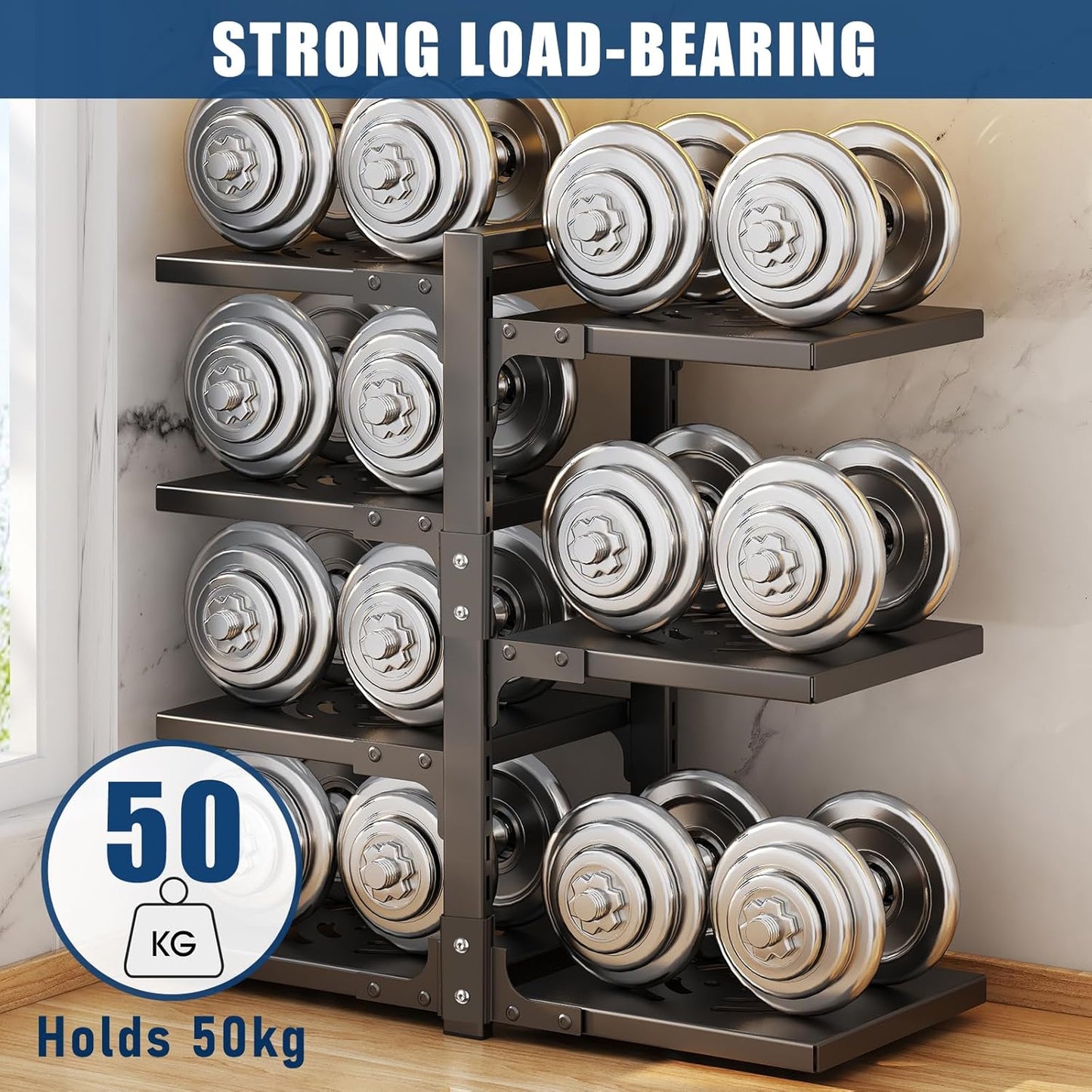 7-Tier Adjustable Heavy-Duty Pan Organizer - Versatile Pot and Pan Rack for Kitchen Counter and Cabinet Storage