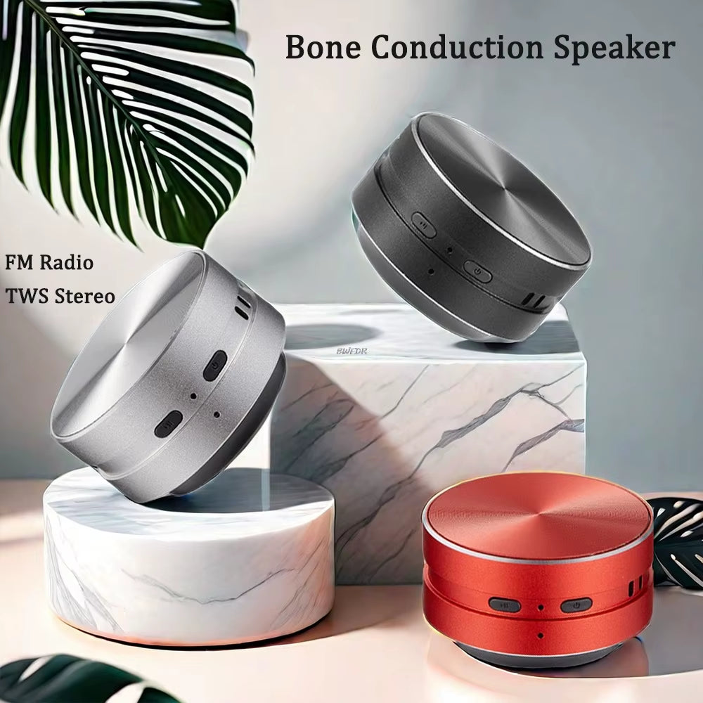 Mini Humbird Wireless Bluetooth Bone Conduction Speaker - TWS Stereo Dual Sound Audio Box with FM Radio & Call Function