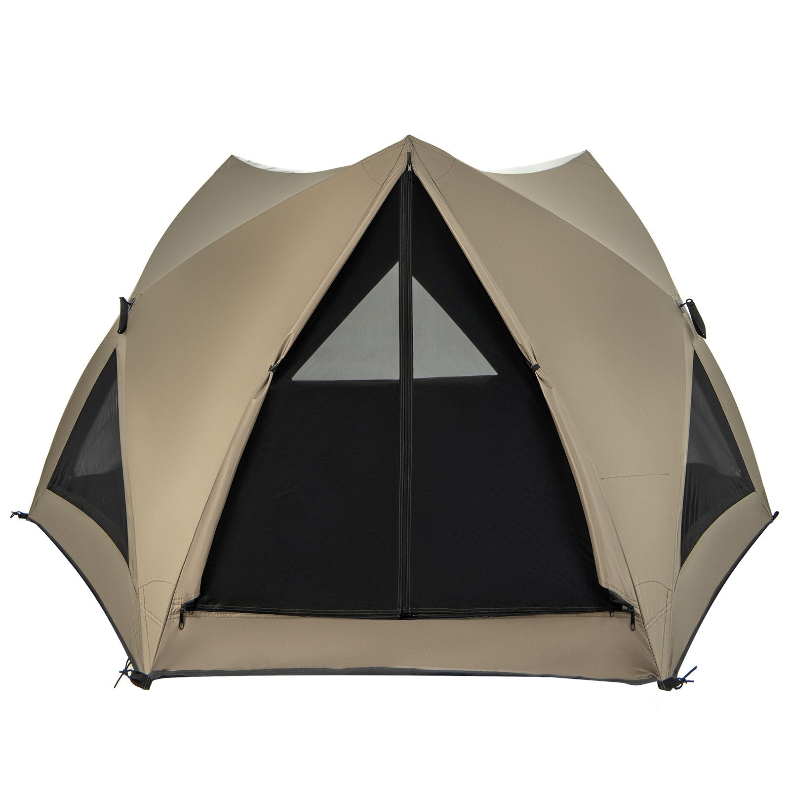 6-Sided Family Tent Featuring Rainfly, Skylight, Three Entrances, and Three Windows