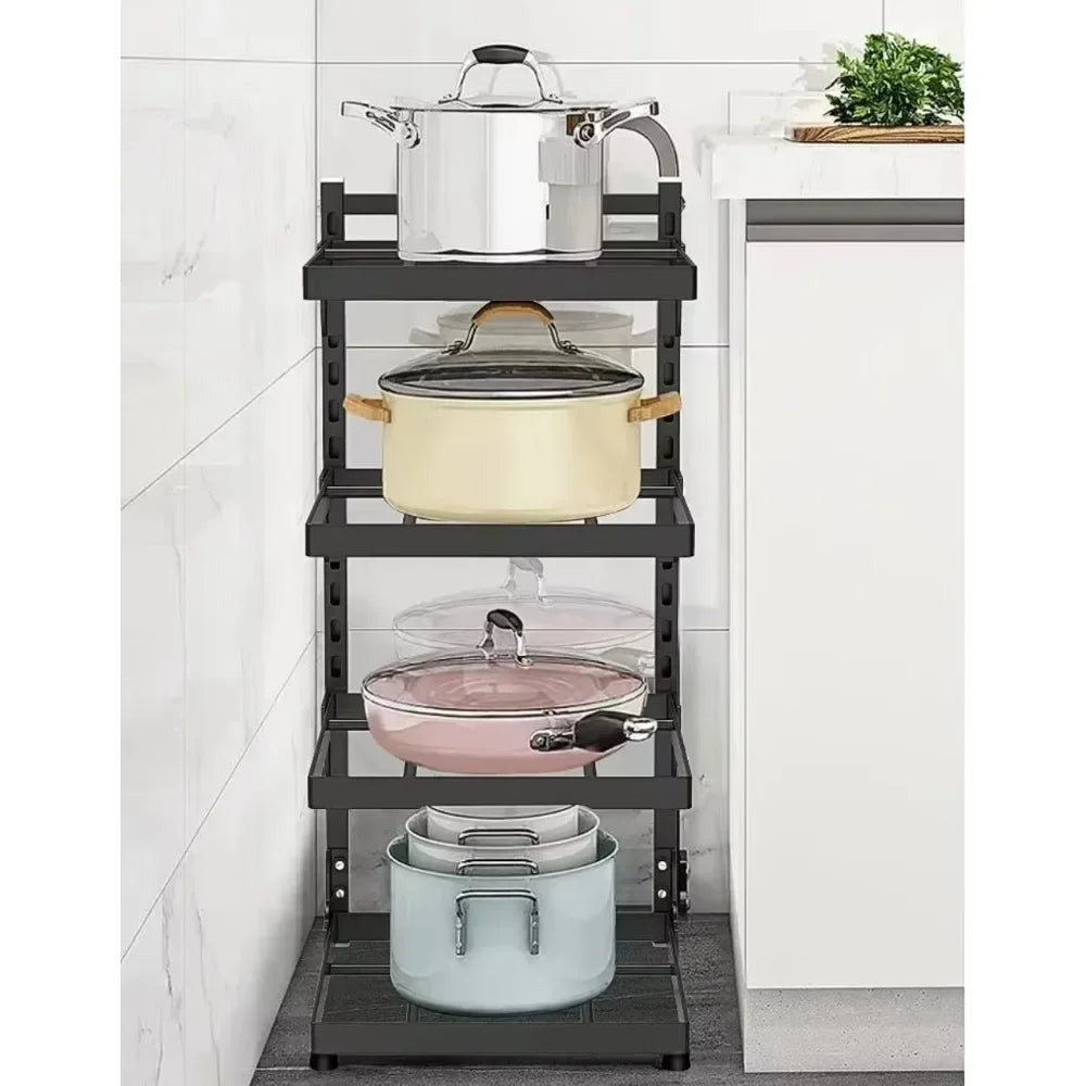 Versatile Multi-Layer Kitchen Sink & Cooker Storage Rack - Adjustable Pot Organizer for Stovetop Cabinets