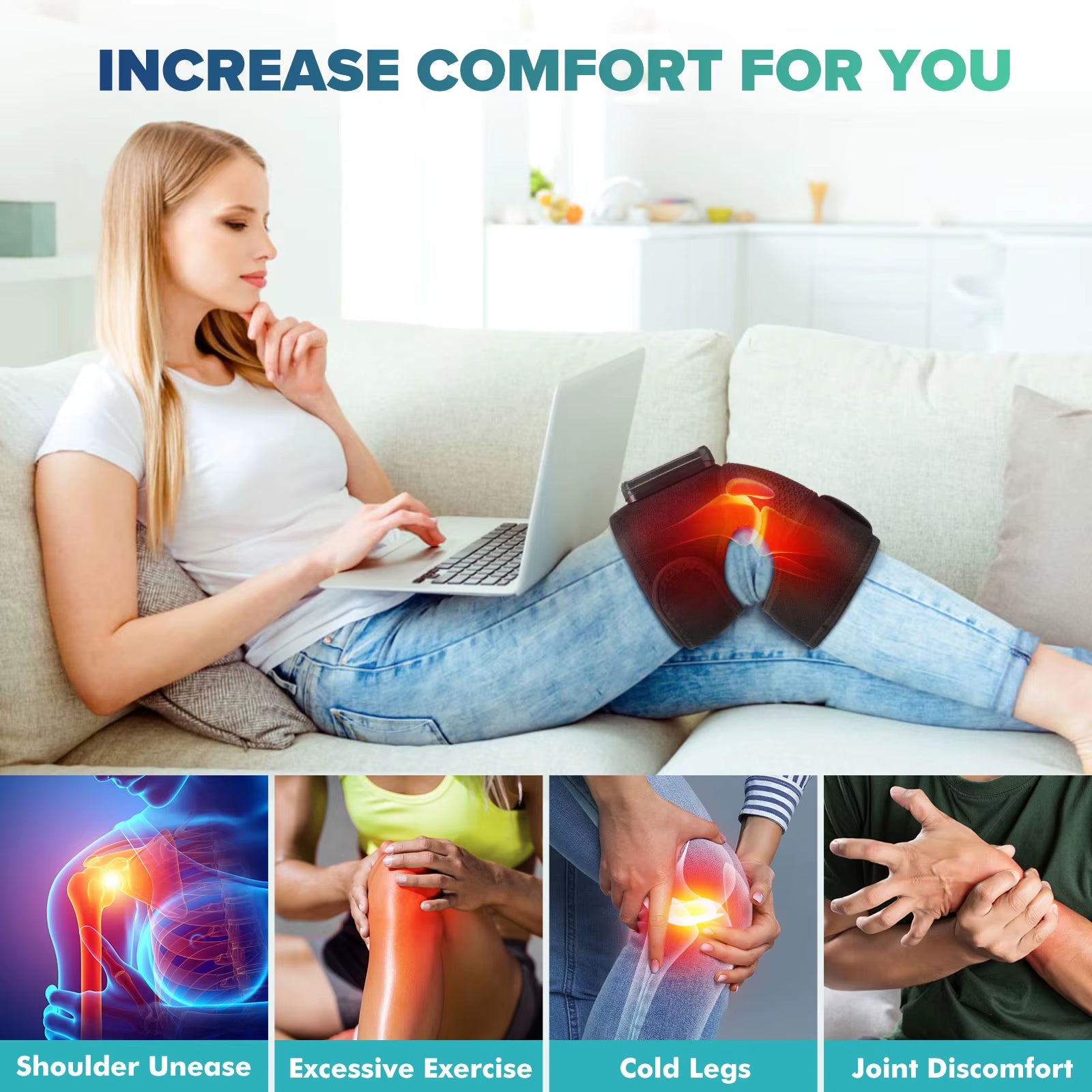 Ultimate Knee Heating Massager - Soothing Hot Compress & Vibration Therapy for Joint Relief, Elbow & Shoulder Support, Perfect for Arthritis Pain Relief