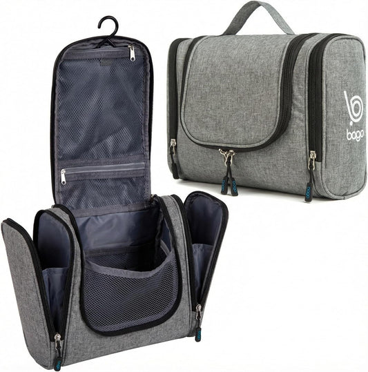 Large Waterproof Hanging Toiletry and Cosmetic Organizer - Travel Essential Accessory for Men and Women (Snowgray)