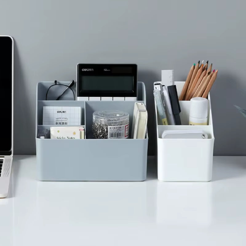 Stylish Desktop Makeup Organizer - Versatile Storage Box for Brushes, Skincare, and Office Essentials