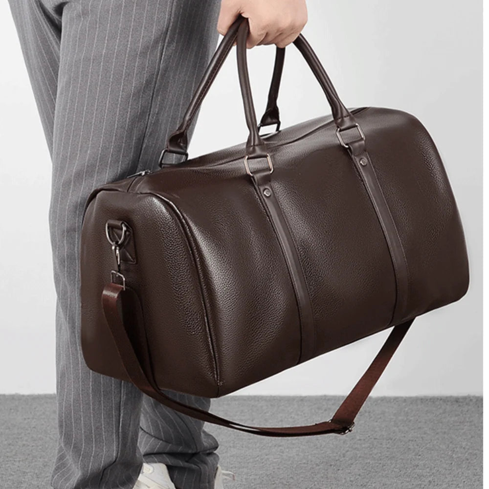Duffle Bag Men'S Leather Travel Carry-On Hand Luggage