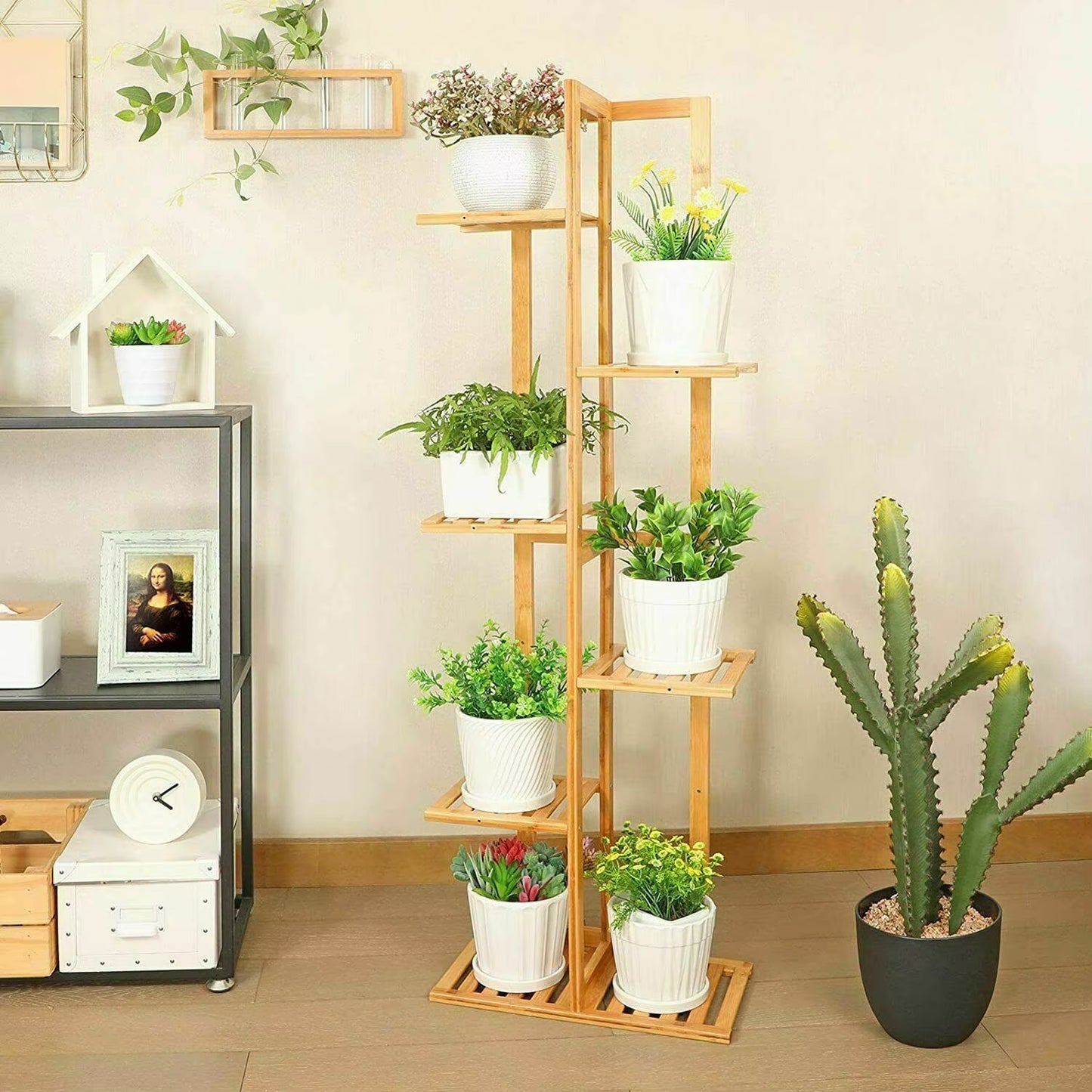 Bamboo 5 / 6 Tier Plant Stand Rack Multiple Flower Pot Holder Shelf 