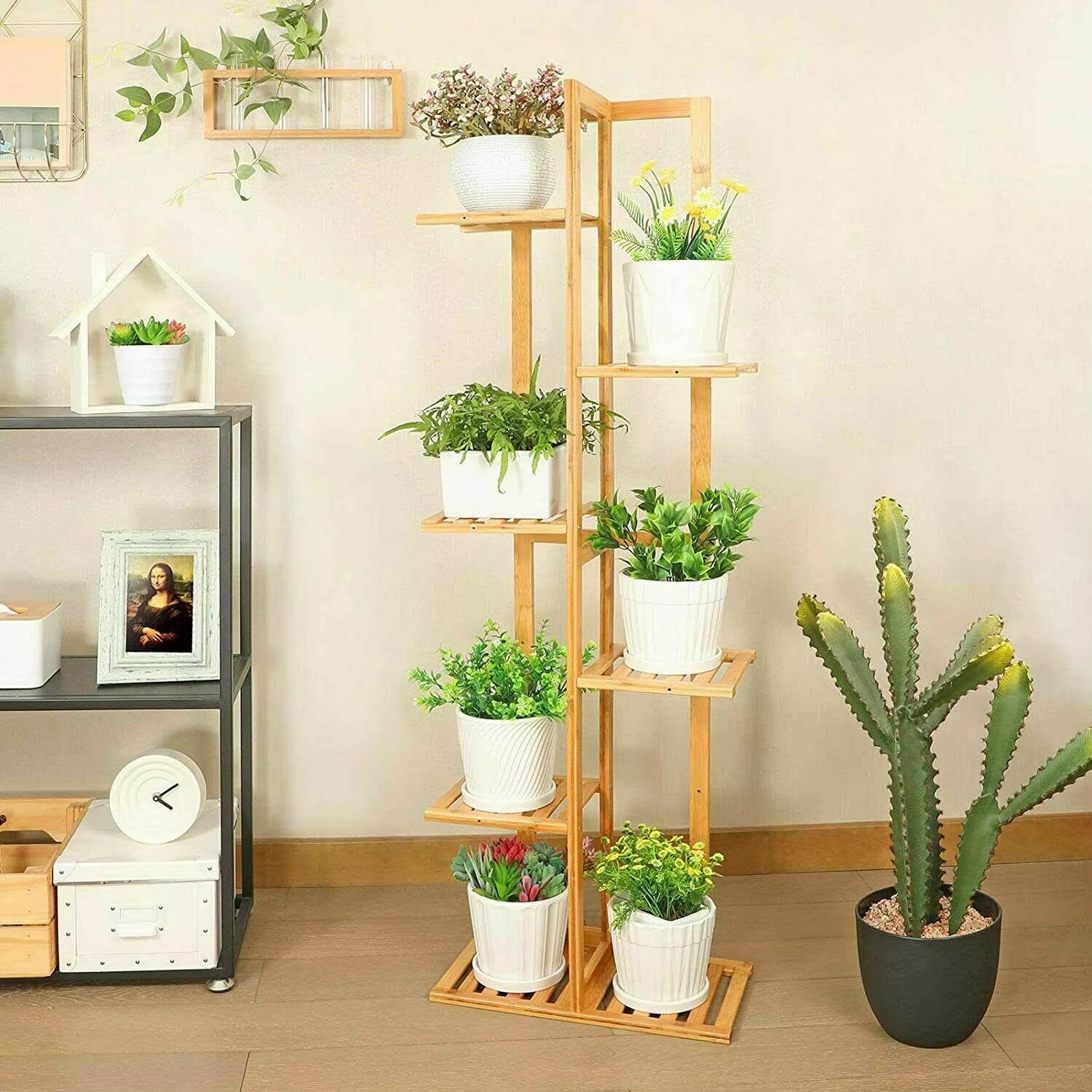 Bamboo 5 / 6 Tier Plant Stand Rack Multiple Flower Pot Holder Shelf 