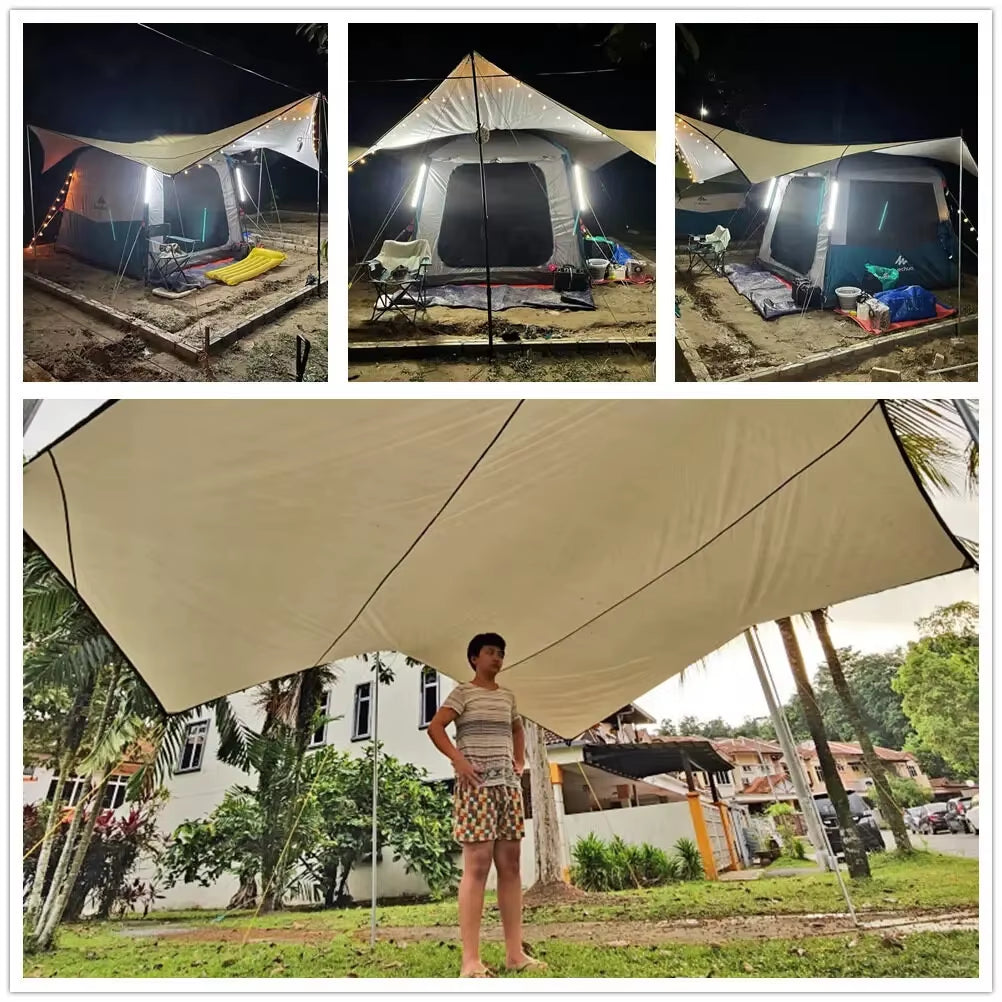 5.1X5.1M Large Camping Tarp Waterproof Octagon Butterfly Outdoor Sun Shelter Awning Tent Shade Sunshade Beach Tourist Canopy