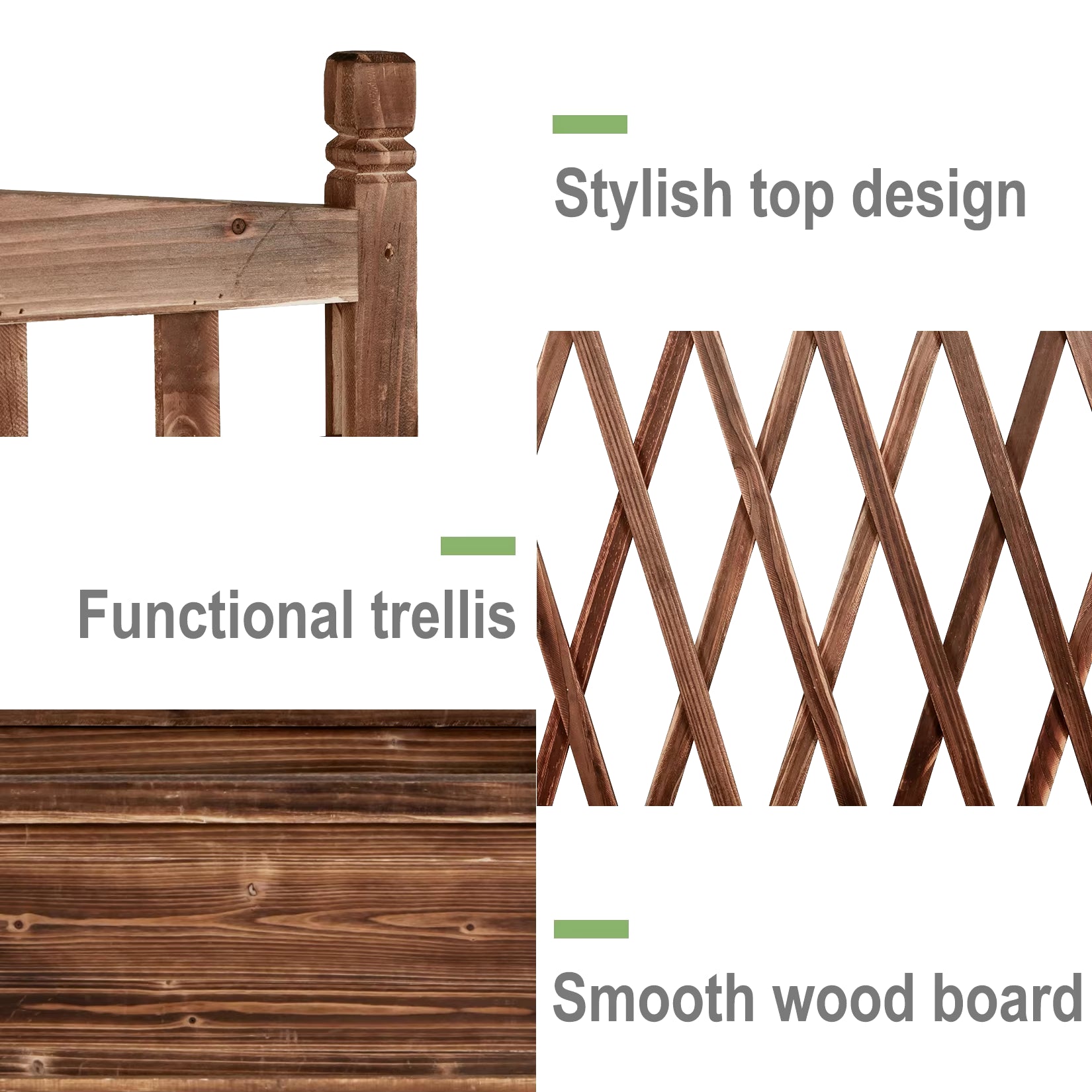 Large Raised Garden Bed Wooden Planter Box with Trelli