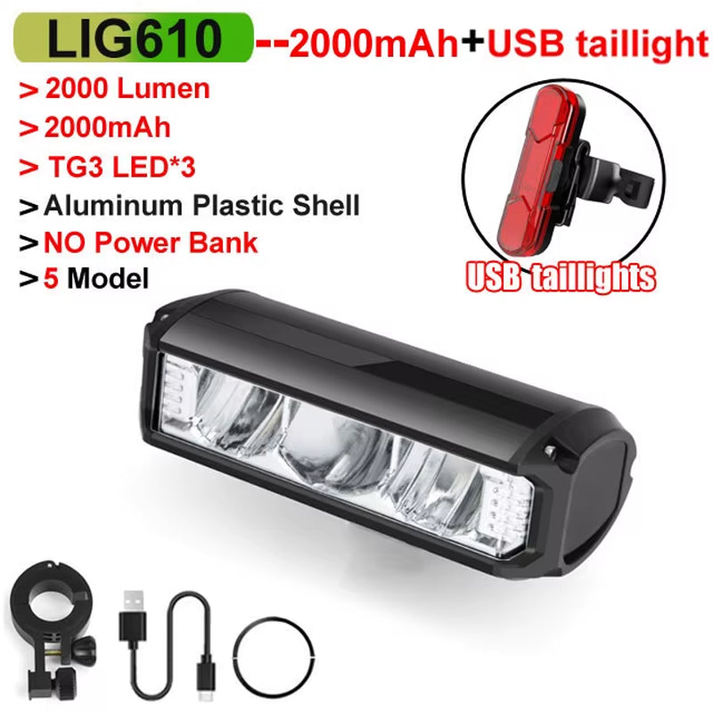 Ultra Bright 6000 Lumen Waterproof Bicycle Front Light - 10000mAh USB Rechargeable MTB & Road Cycling Accessory