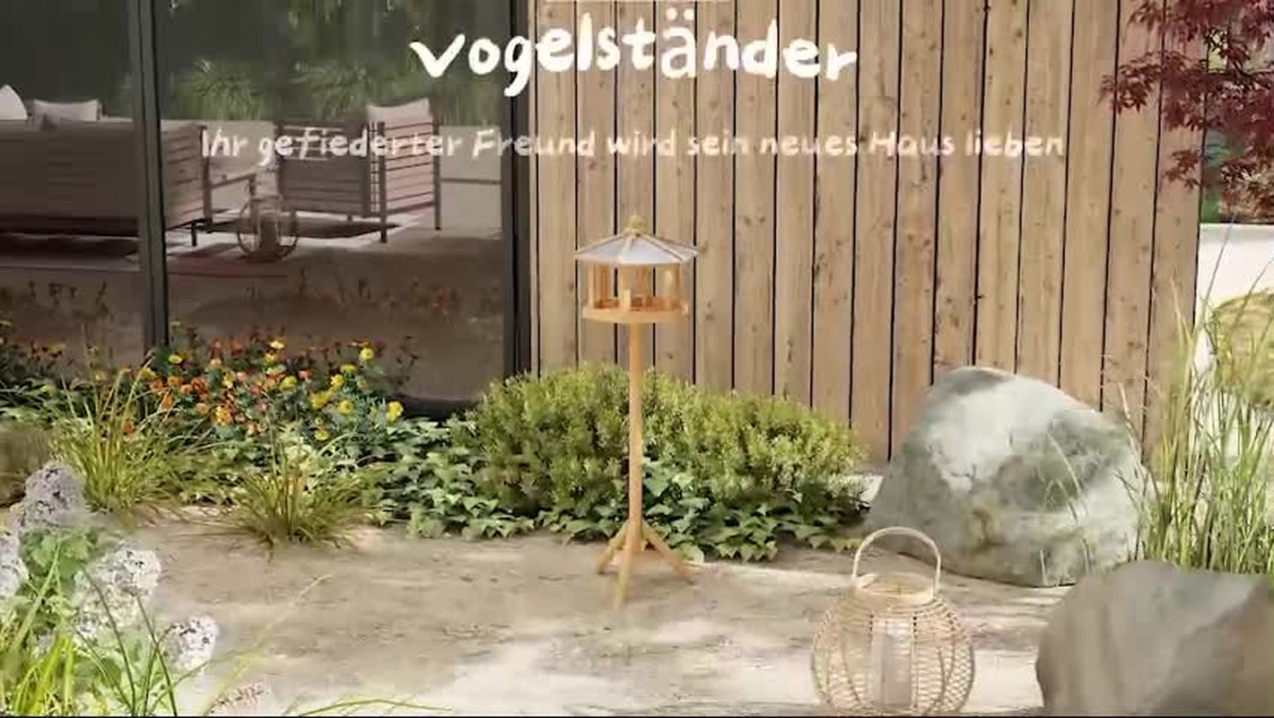 Bird Stand Feeder Table Feeding Station Garden Wood Coop Parrot Nesting Stand