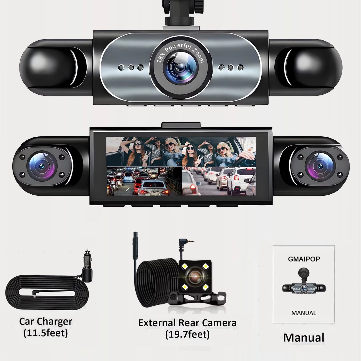 4 Channel Dash Cam 360° Car Video Recorder Black Box with Night Vision 24/7 Parking Monitor G-Sensor Loop Recording Auto Parts