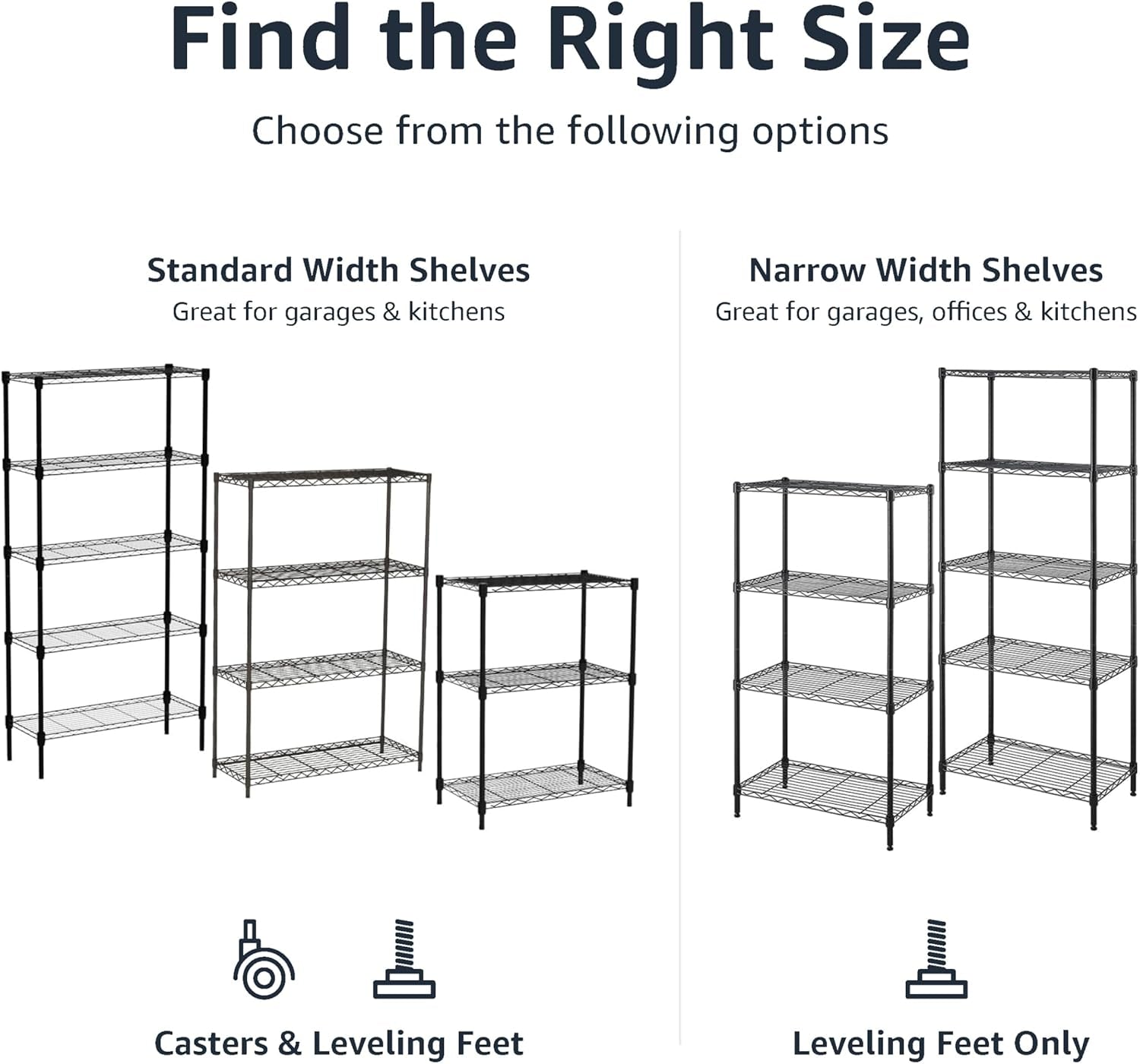4-Shelf Storage Unit with Adjustable Shelves and Leveling Feet, 640 kg Capacity, Black, 35.6 cm D x 91.4 cm W x 137.1 cm H