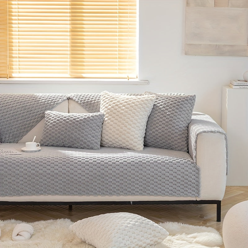 1PC Cozy Winter Plush Sofa Slipcover - Soft, Non-Slip, Water-Resistant Furniture Protector with Elegant Design for Bedroom, Office, Living Room Home Decor - Easy to Clean, Machine Washable, and Durable