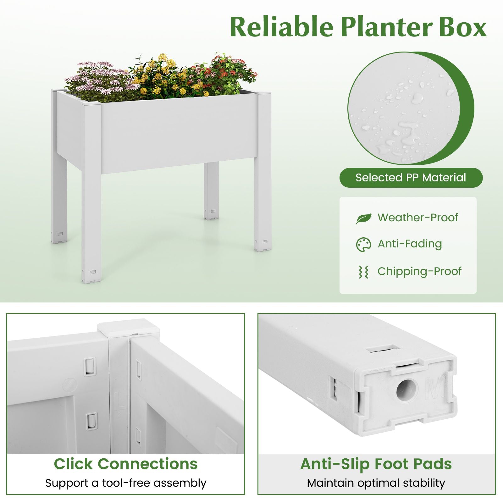 53L Elevated Garden Bed with Water Level Indicator and Drainage Feature