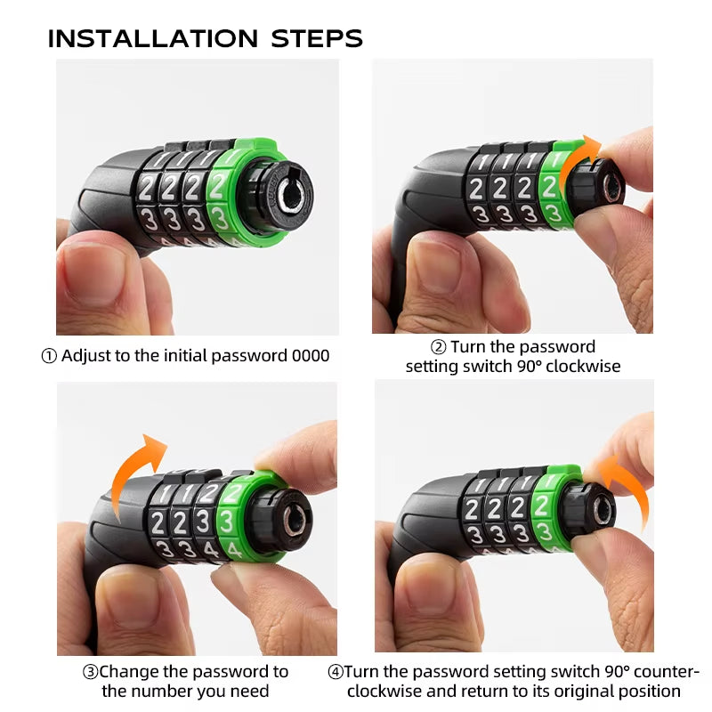 Bike Cable Lock MTB Road Bicycle Anti-Theft Password Lock PVC Steel Cable Lock for Motorcycle Scooter Bike Accessories