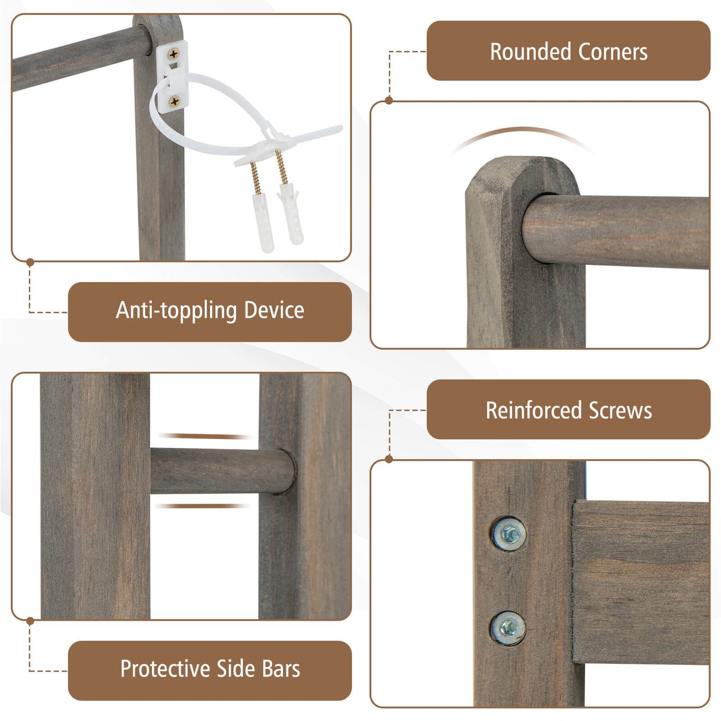 Freestanding Wood Towel Rack with 3 Individual Bars and Bottom Storage Shelf