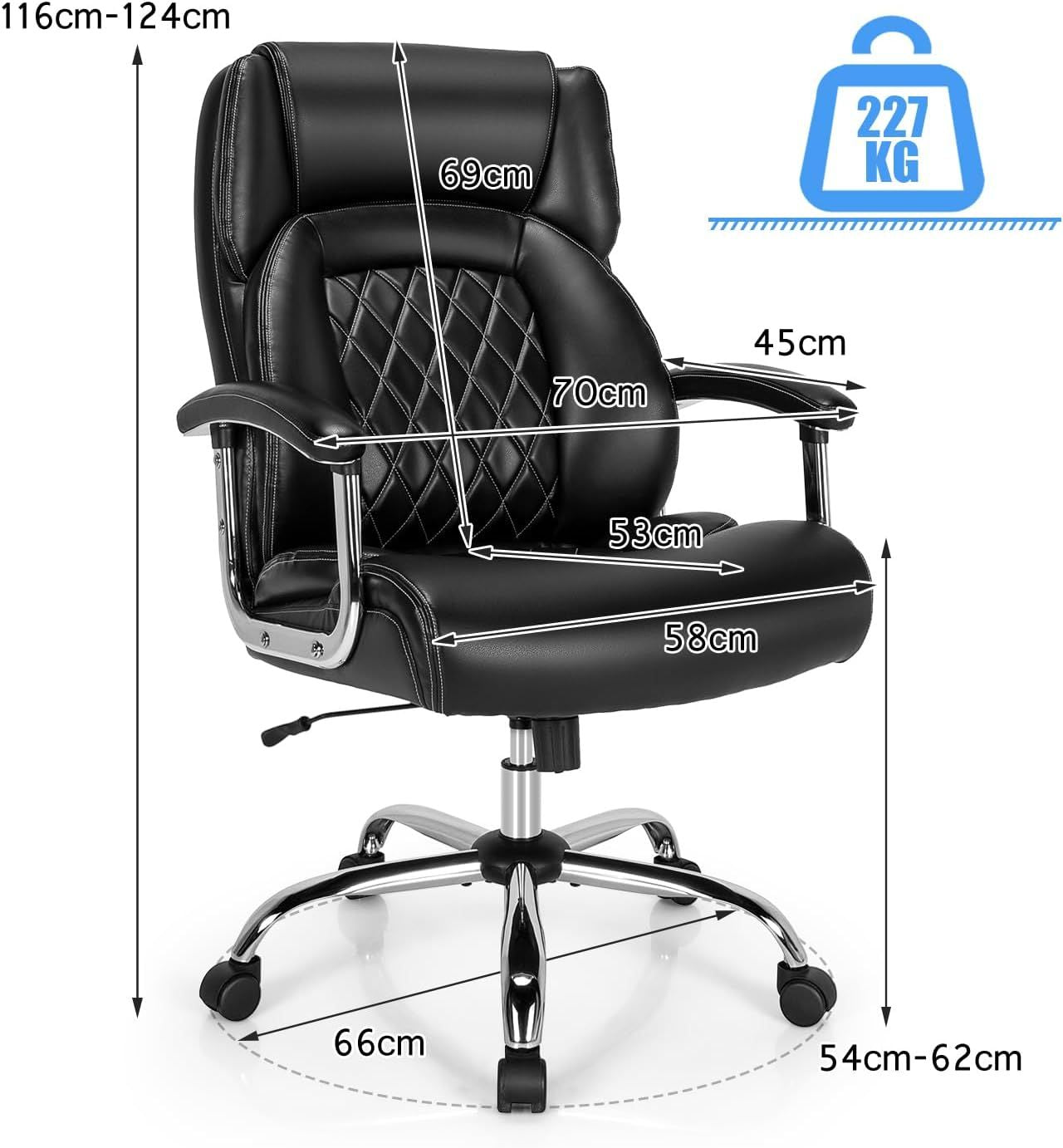 Executive Leather Office Chair with Rocking Functionality and Armrests
