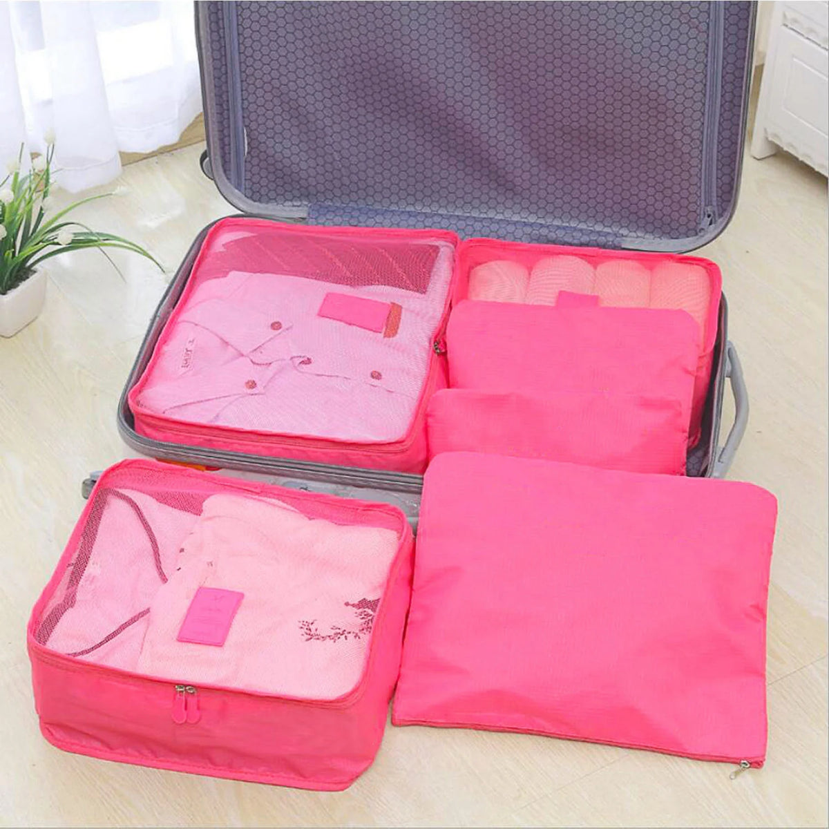 9-Piece Clothes Storage Bag Set - Water-Resistant Travel Luggage Organizers for Blouses, Hosiery, Stockings, and Underwear