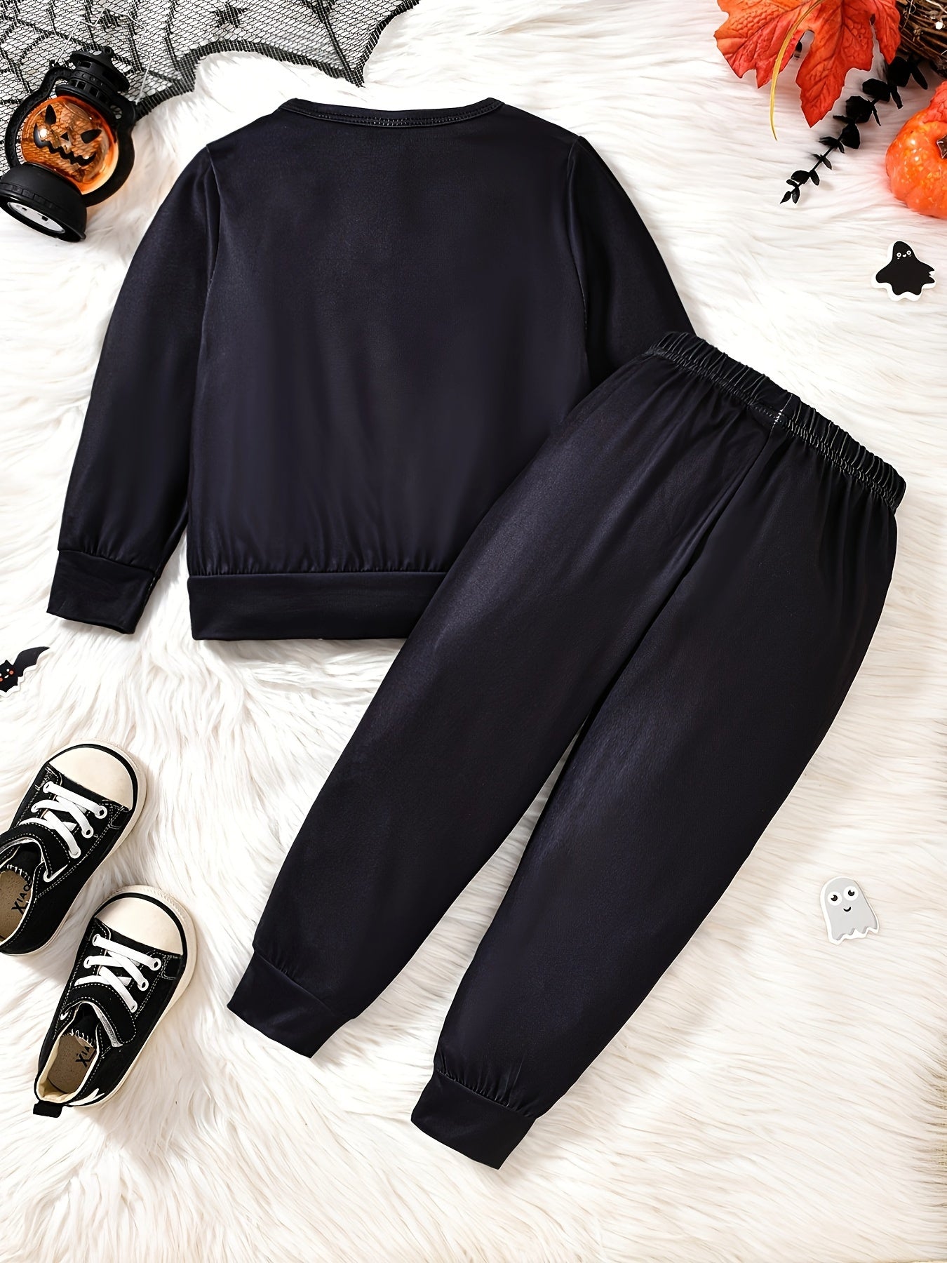 2pcs, Skeleton Pattern Toddler Boy's 2-Piece Sweatshirt & Sweatpants Set, Halloween Casual Outfits for Spring/Fall