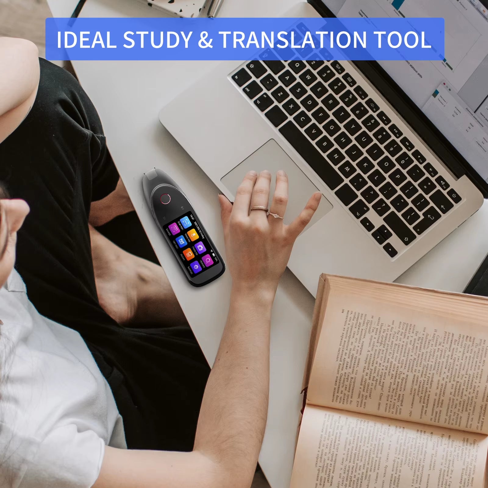 BOELEO S50 Wireless Translation Pen Scanner with 3'' Touchscreen - Instant Text Scanning & Reading in 112 Languages