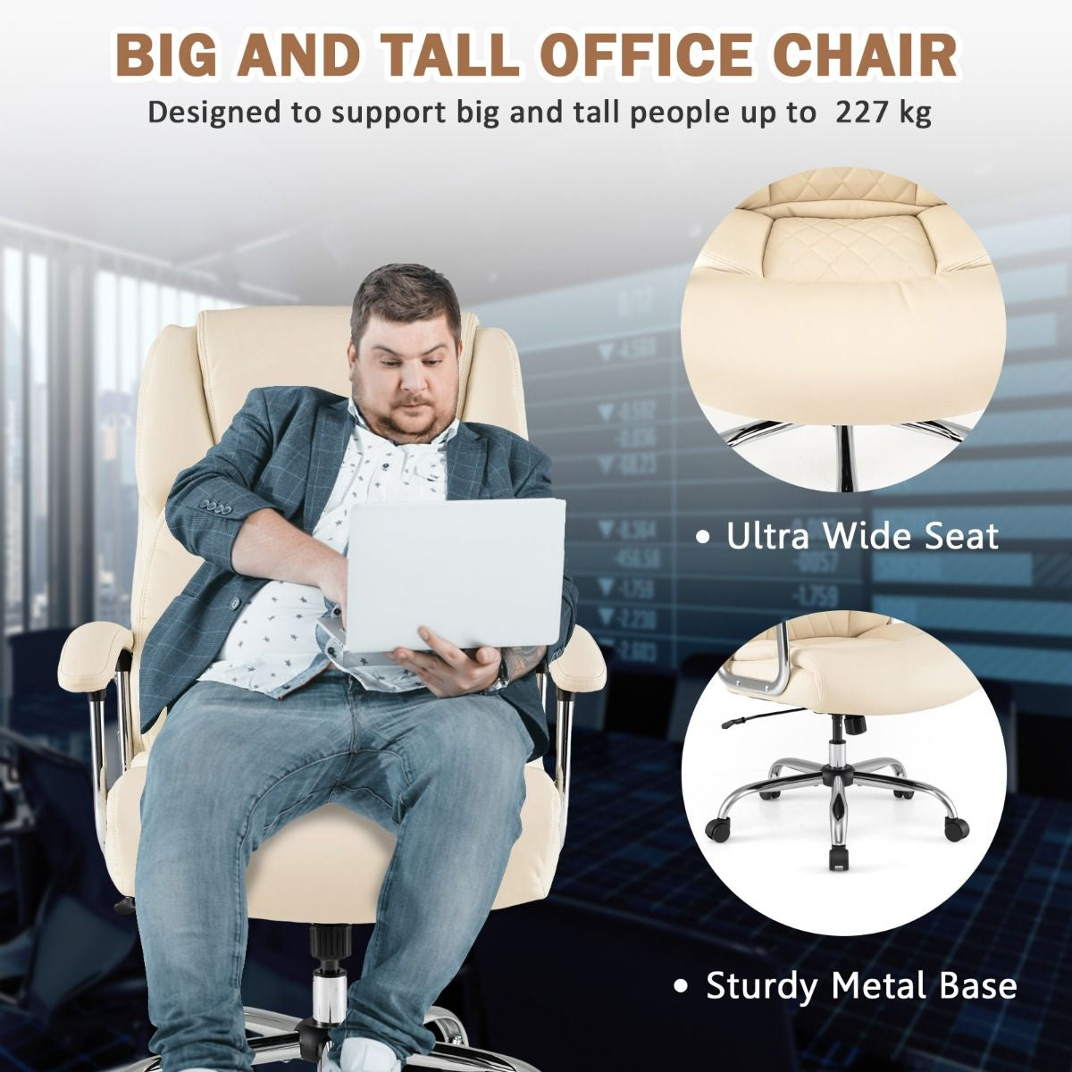 Executive Leather Office Chair with Rocking Functionality and Armrests