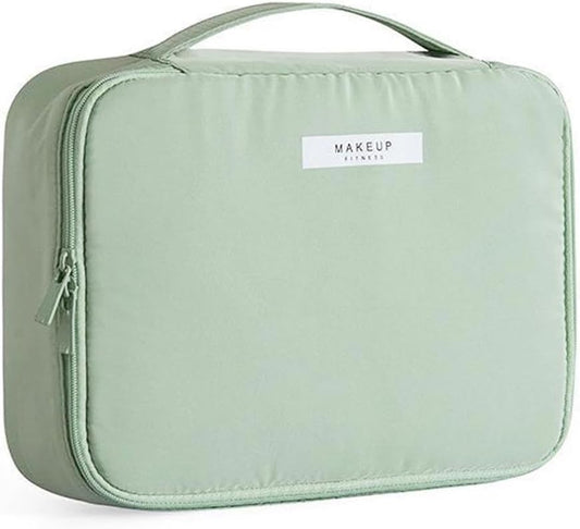 Large Portable Makeup Organizer Bag for Women and Girls - Travel Cosmetic Bag (Green)