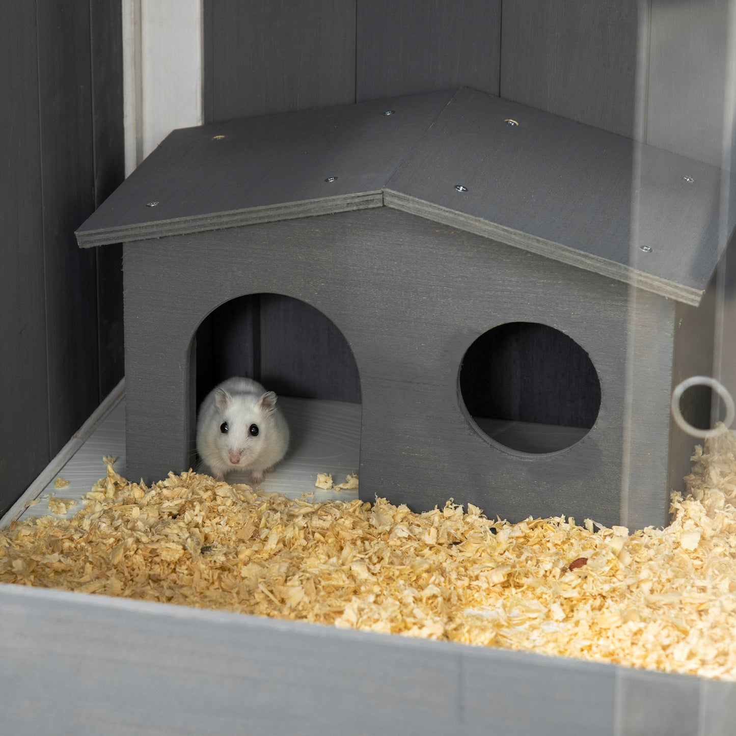 Wooden Hamster Cage, Small Animal Hutch W/ Top Shelf, Huts, Spacious Room