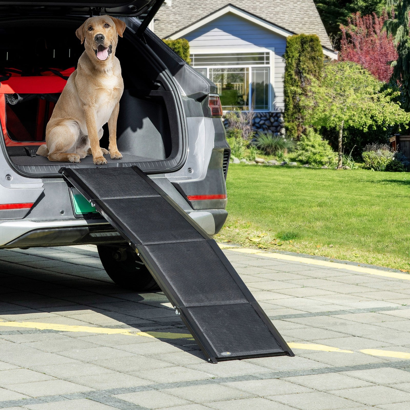 Folding Pet Ramp for XL Dogs W/ Non-Slip Surface, Portable Dog Ramp for Car