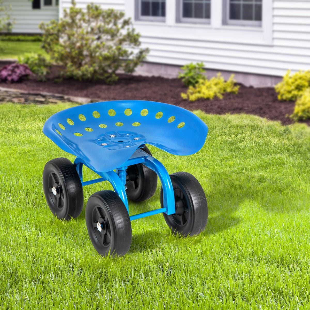 Garden Workseat with 360° Swivel Seat and Adjustable Height