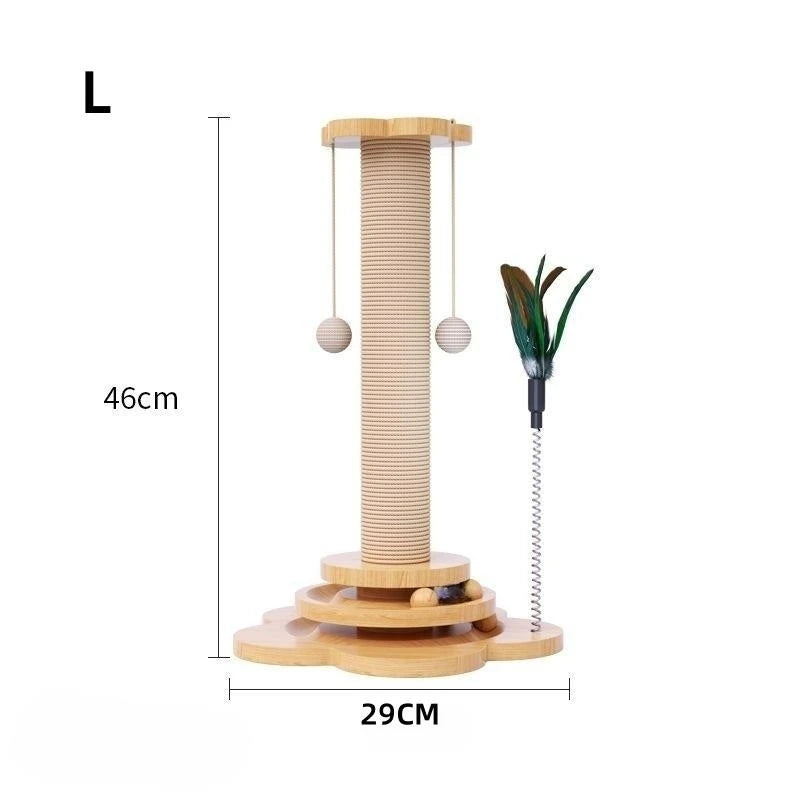 Interactive Solid Wood Cat Turntable with Sisal Scratching Board and Fun Ball Toys - Durable Cat Supplies for Endless Play!