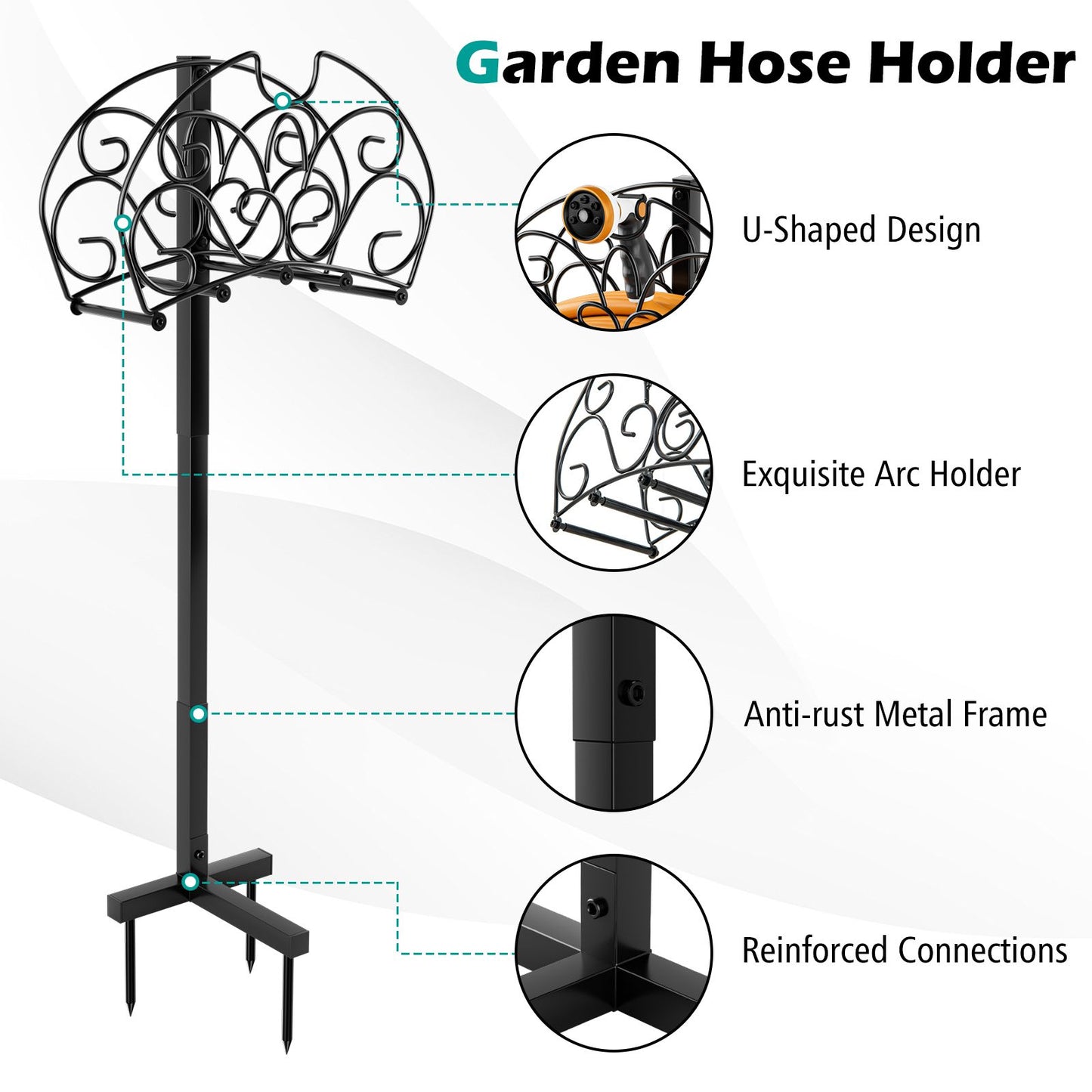 Outdoor Garden Hose Holder for Lawn and Landscape Use