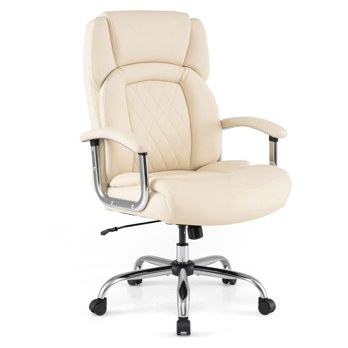 Executive Leather Office Chair with Rocking Functionality and Armrests