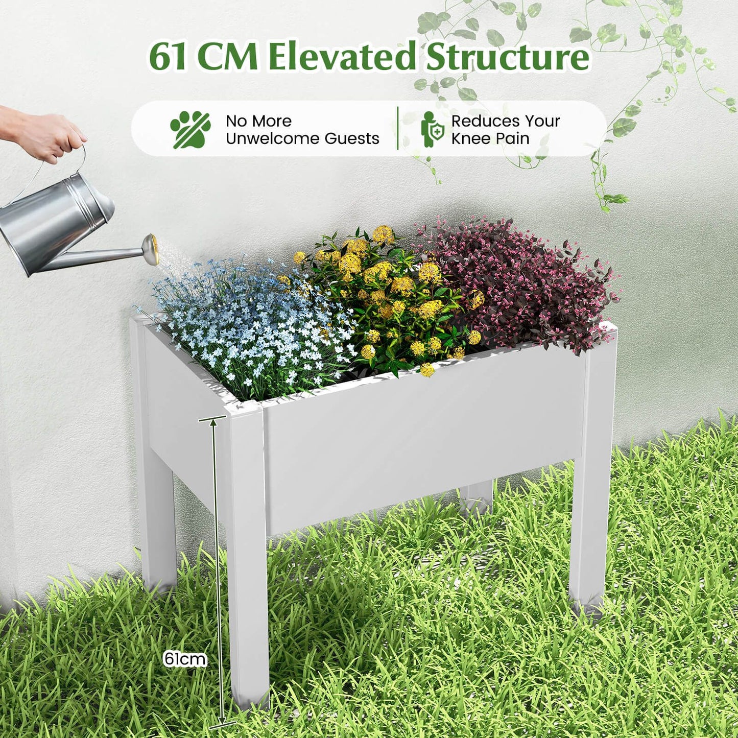 53L Elevated Garden Bed with Water Level Indicator and Drainage Feature