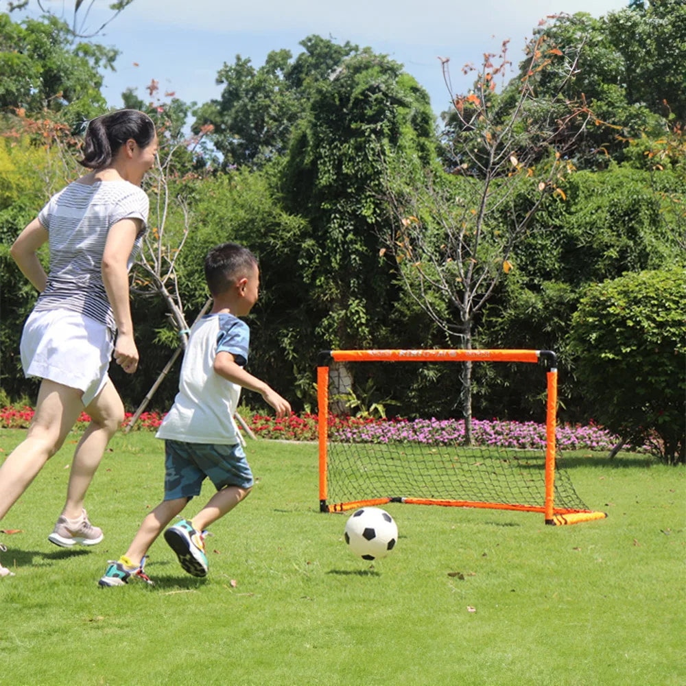 Portable Foldable Football Goal Set with Ball and Air Pump Kids Soccer Training Equipment for Garden Park Backyard Outdoor Play