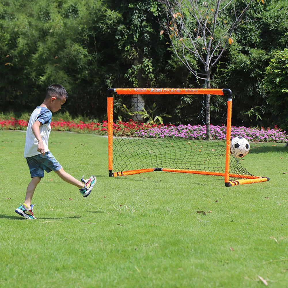 Portable Foldable Football Goal Set with Ball and Air Pump Kids Soccer Training Equipment for Garden Park Backyard Outdoor Play