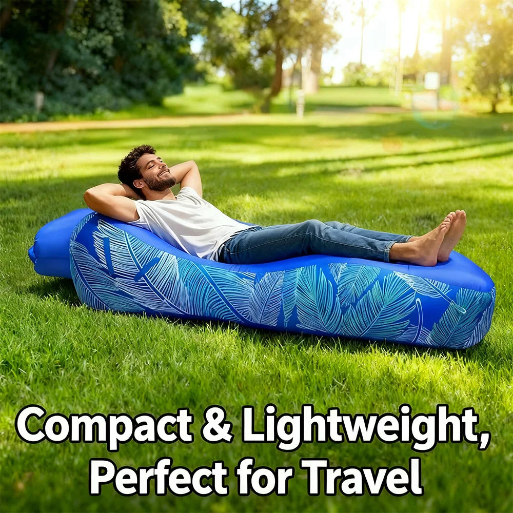 Portable Air Sofa Inflatable No Pump Needed Running Air Sofa 200kg Weight Capacity, Lightweight Travel Lounger for Beach Garden