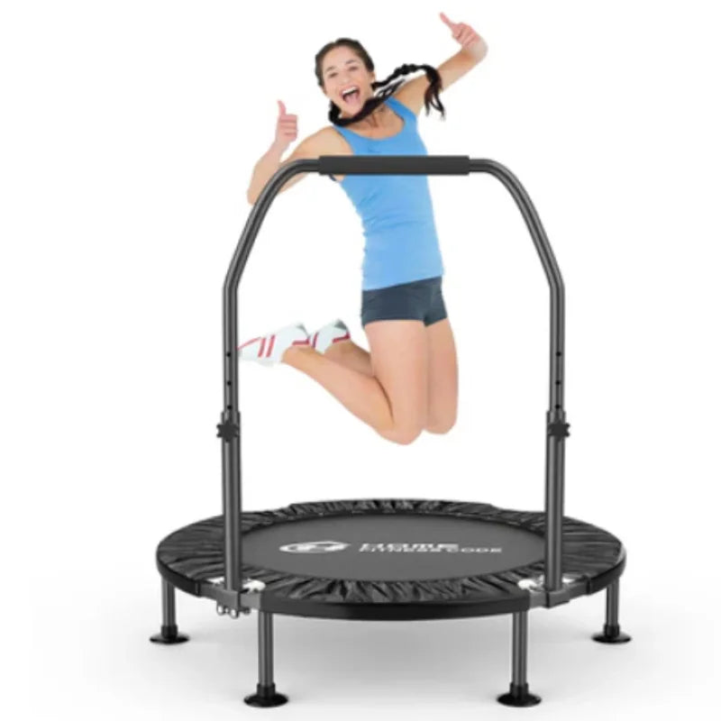 Folding Trampolines Fitness Indoor Exercise Workout Rebounder Sport Trampoline Handle Trampoline  for Adults Jumping Training