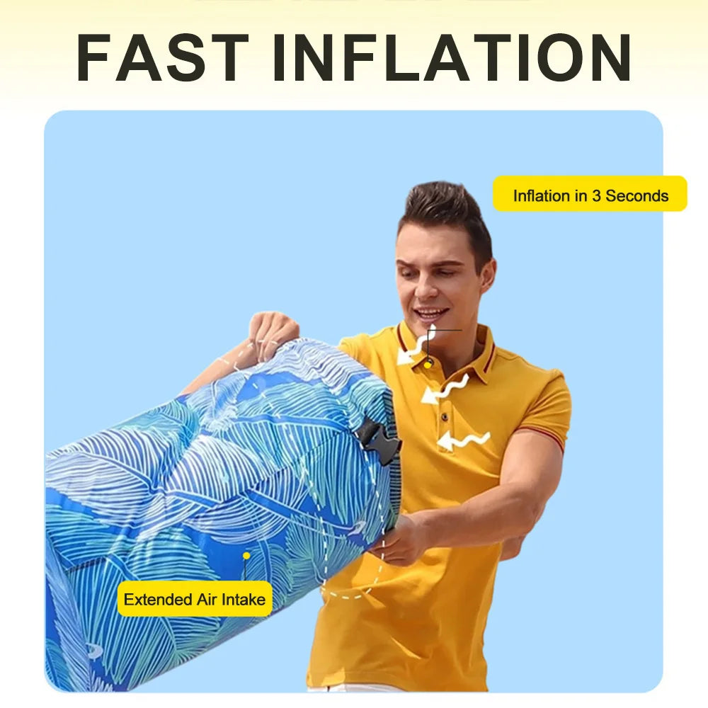 Portable Air Sofa Inflatable No Pump Needed Running Air Sofa 200kg Weight Capacity, Lightweight Travel Lounger for Beach Garden