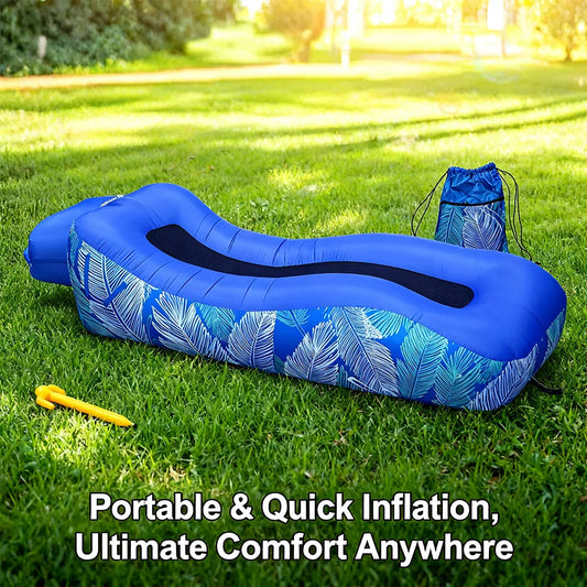 Portable Air Sofa Inflatable No Pump Needed Running Air Sofa 200kg Weight Capacity, Lightweight Travel Lounger for Beach Garden
