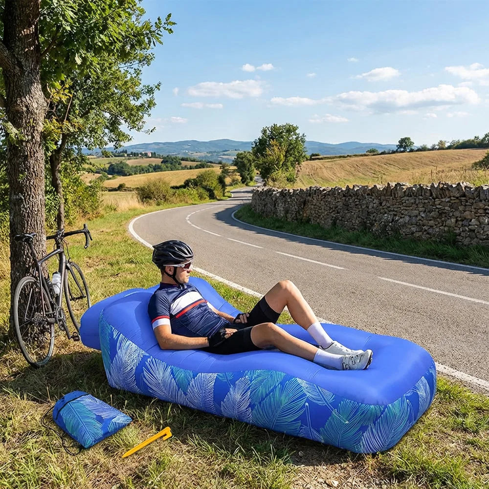 Portable Air Sofa Inflatable No Pump Needed Running Air Sofa 200kg Weight Capacity, Lightweight Travel Lounger for Beach Garden