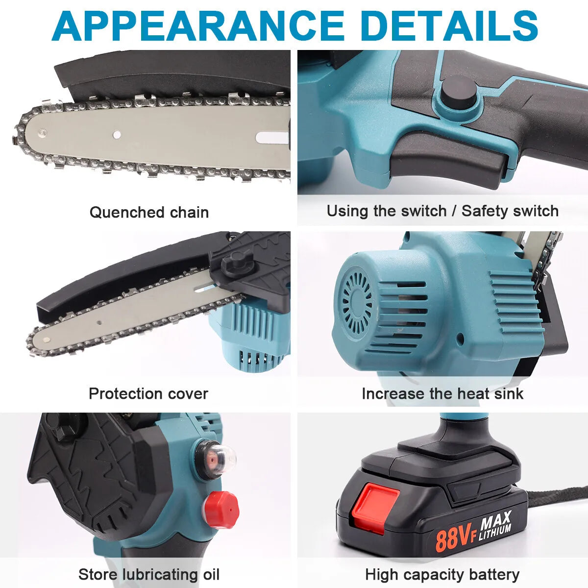 4000W Cordless Mini Chainsaw, 6 Inch One-Hand Electric Wood Cutter with 2 Rechargeable Batteries for Garden Pruning & Wood Cutting